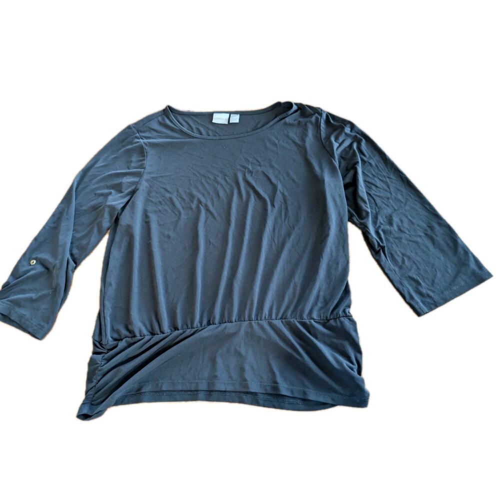 Chico's Woman's Size 3 16 18 XL Shirt Top Black Long Sleeve Stretch Tunic EUC